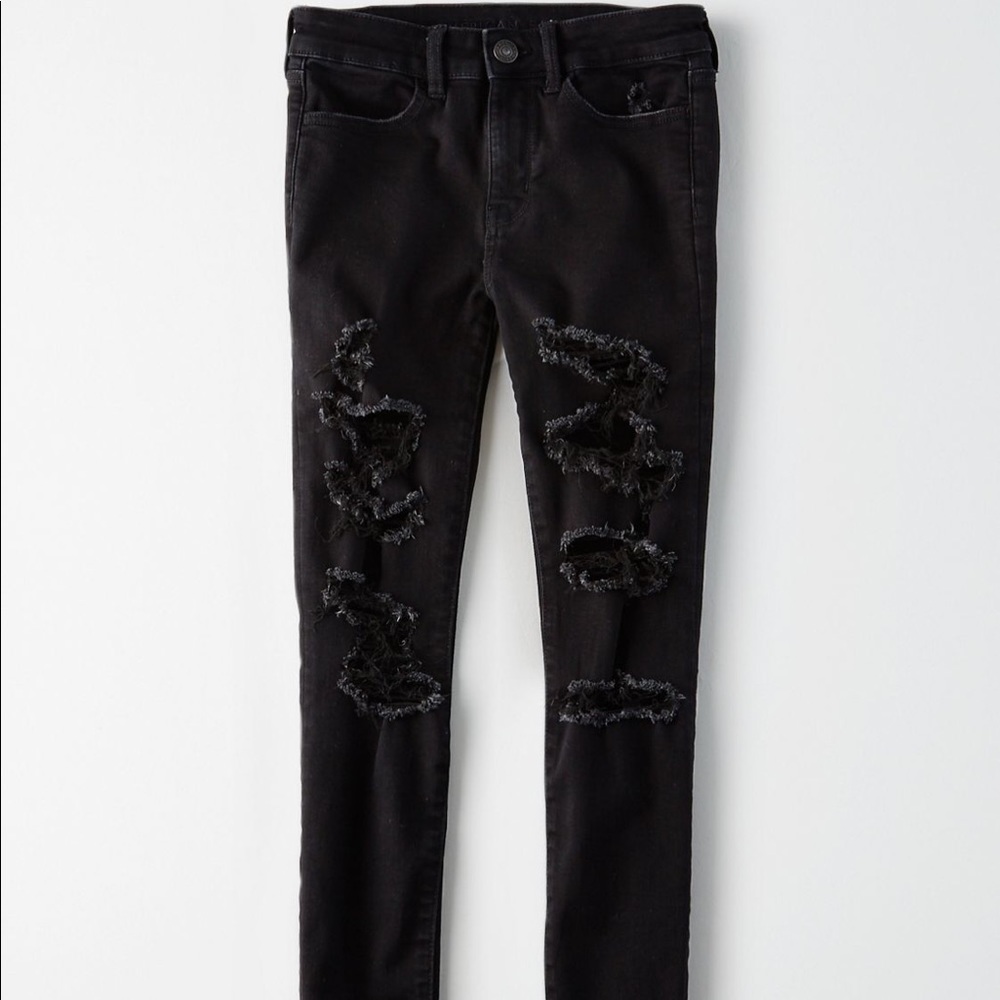 american eagle black ripped jegging